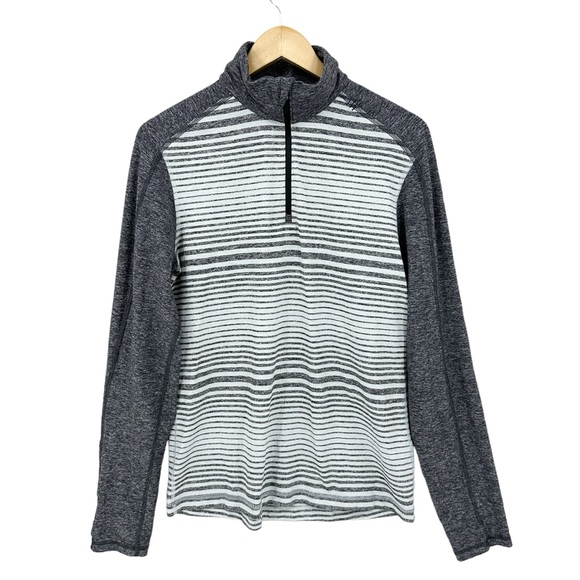 lululemon athletica Other - LULULEMON Surge Warm Quarter Zip Shirt Striped Gray